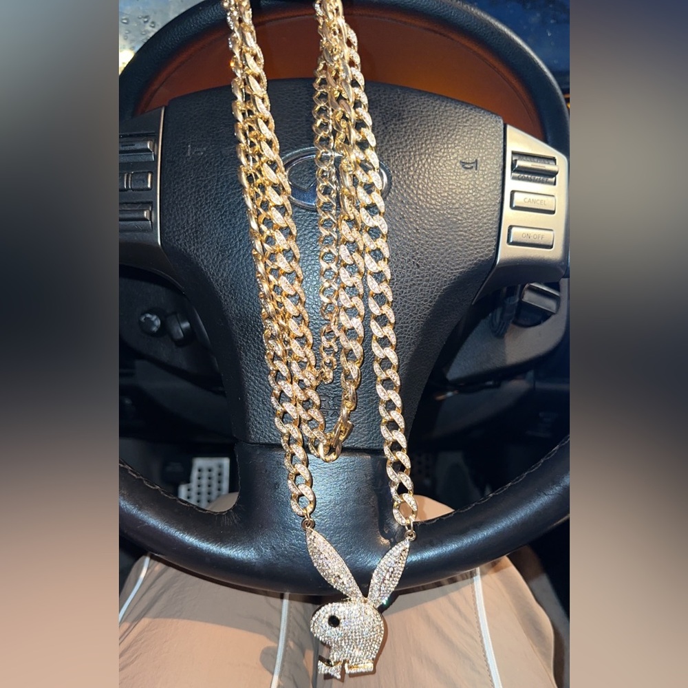 Gold Set of 3 Playboy bunny chain NWT
